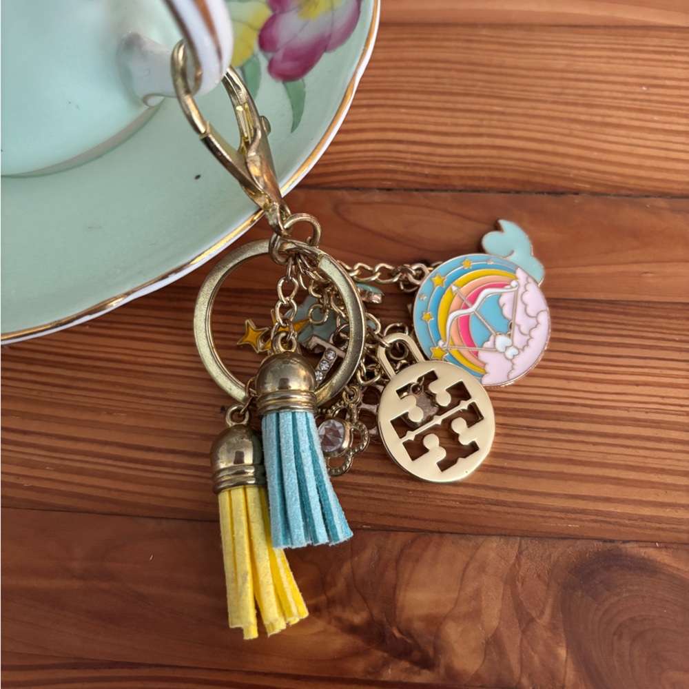 Colorful TB Keychain Bag Charm with Tassels and Charms